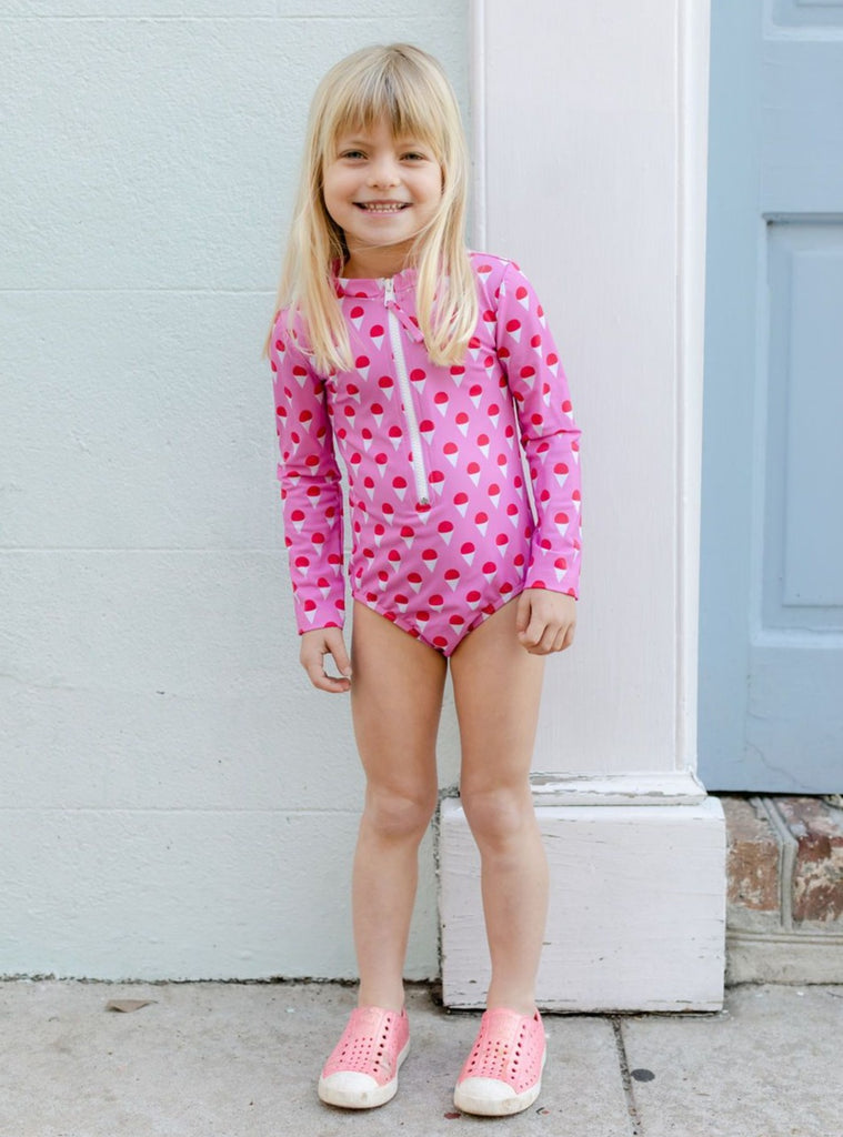 Girl's One-Piece Surf Suit Pink Sno-Cones