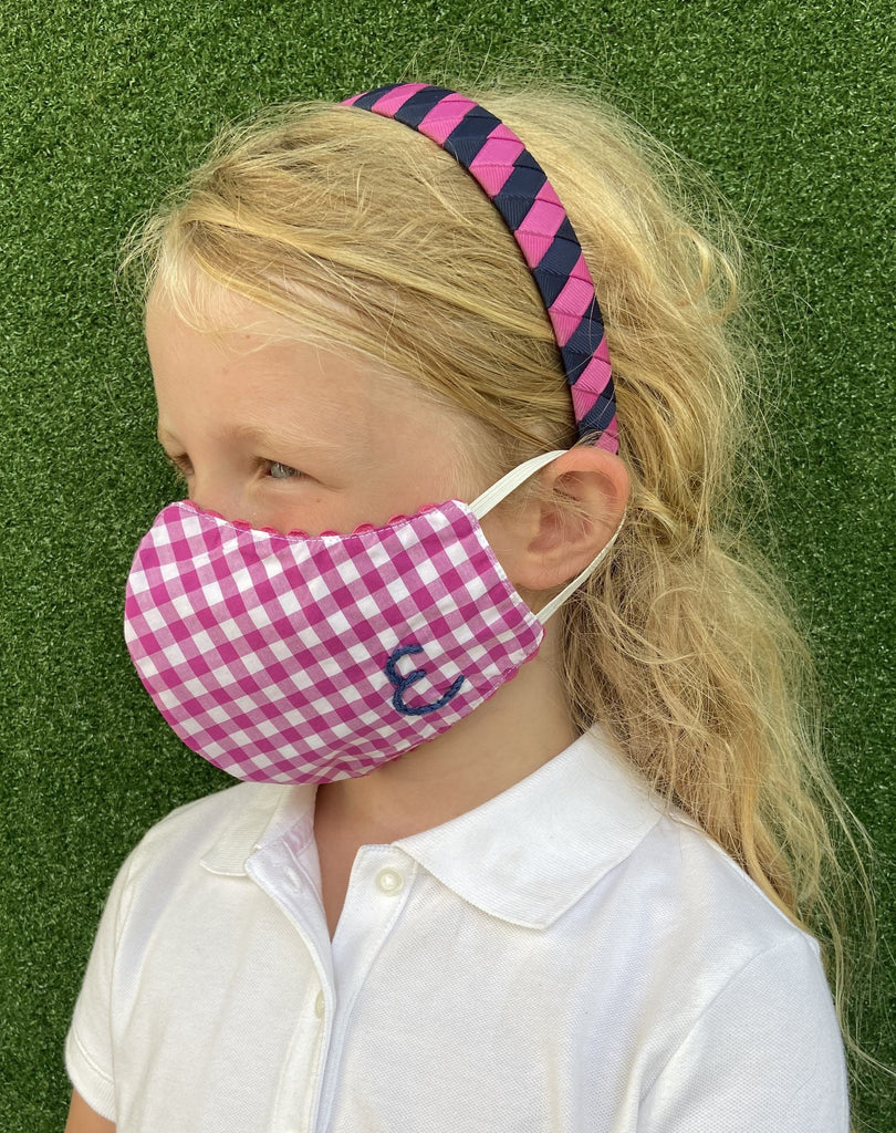 Child mask pink gingham